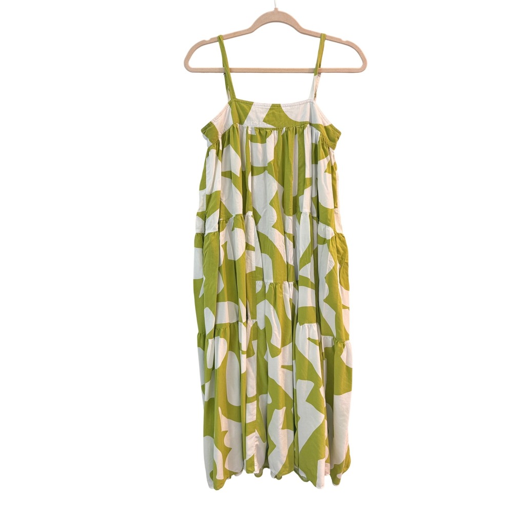 Anthropologie Abel The Label Bright Citron Tiered Maxi Dress Pockets S